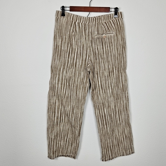 Free People Marta Yarn Dye Trousers White Tan Size 2 100% Cotton - Picture 2 of 13
